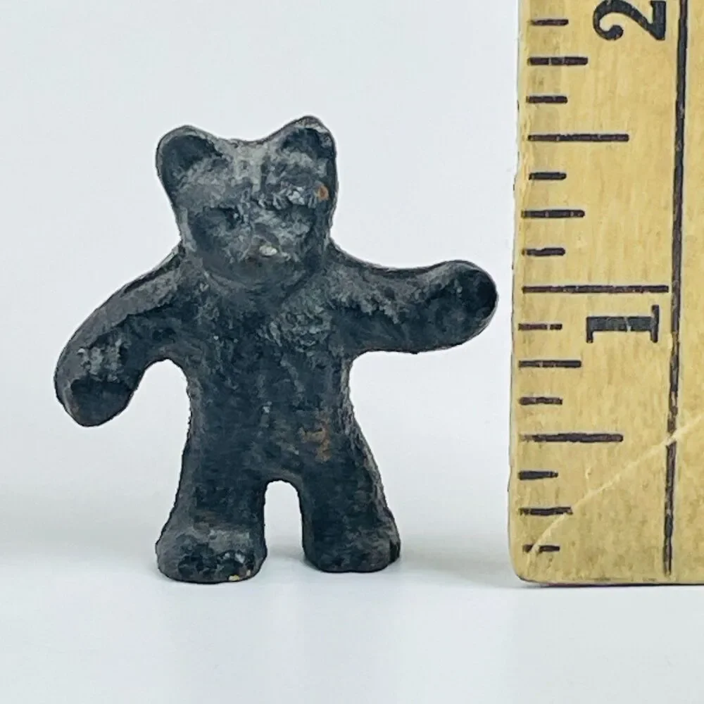 Vintage Cast Iron Teddy Bear Figurine Miniature Standing Brown Bear 1.5